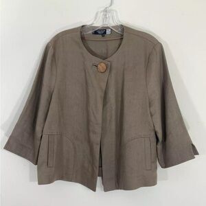 Jaeger for Saks Fifth Avenue Jacket 100% Linen Pocket Size-US-12